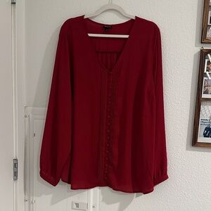 Torrid Deep Red V-Neck Blouse